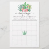Watercolor Succulents Baby Shower Bingo (Front)