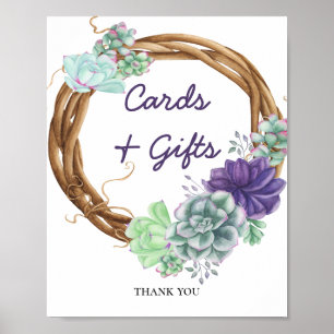 Watercolor Succulents Baby Shower Cards and Gifts Poster