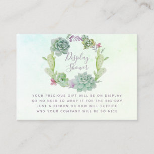 Watercolor Succulents Baby Shower Display Shower Enclosure Card
