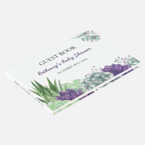 Watercolor Succulents Baby Shower Guest Book