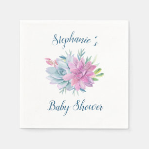 Watercolor Succulents Baby Shower Personalized Napkins