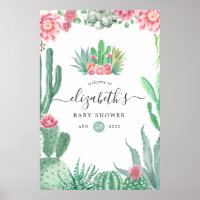 Watercolor Succulents Baby Shower Welcome Poster