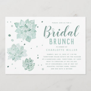 Watercolor Succulents Bridal Brunch Invitation
