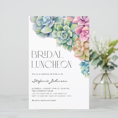 Watercolor Succulents Bridal Luncheon Invitation