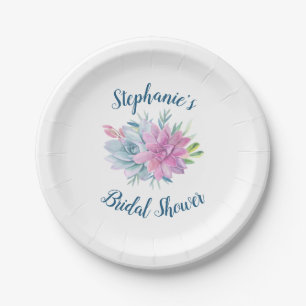 Watercolor Succulents Bridal Shower Paper Plates