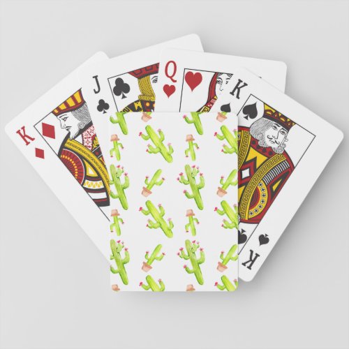 Watercolor Succulents Cactus Cacti Pattern Cute Playing Cards