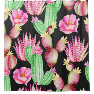 Watercolor succulents: cactus floral pattern. shower curtain