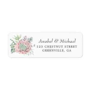 Watercolor Succulents Cactus Greenery Elegant Label