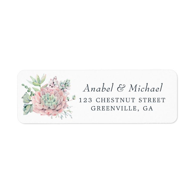 Watercolor Succulents Cactus Greenery Elegant Label (Front)