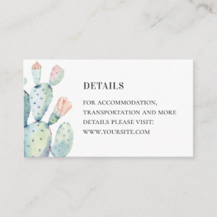 Watercolor succulents details. Wedding cactus Enclosure Card