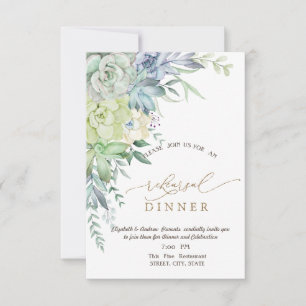 Watercolor Succulents Dots Rehearsal Dinner Invitation