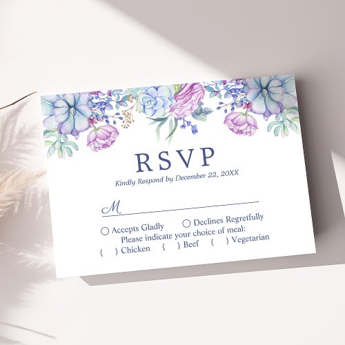 Watercolor Succulents Floral Boho Wedding Rsvp