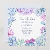Watercolor Succulents Floral Cacti Save The Date (Front/Back)