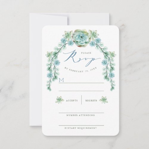 Watercolor Succulents Garden Wedding RSVP Card