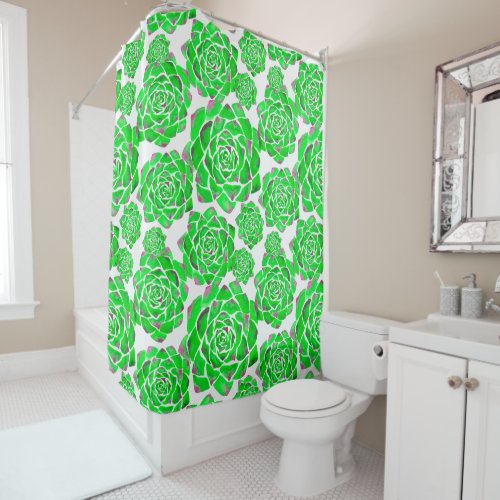 Watercolor succulents _ green shower curtain