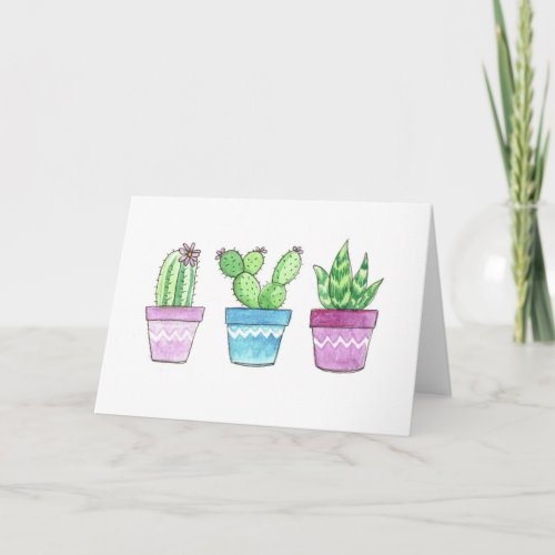 Watercolor Succulents Note Card