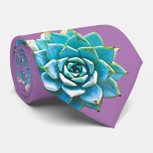 Watercolor Succulents on Lavender Neck Tie