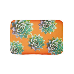 Watercolor Succulents on Terracotta Bath Mat