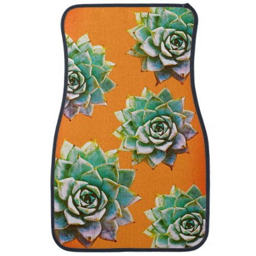 Watercolor Succulents on Terracotta Car Floor Mat