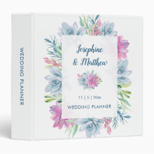Watercolor Succulents Personalized Wedding Planner Binder