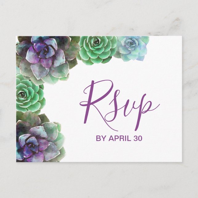 Watercolor Succulents RSVP Postcard (Front)