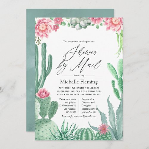 Watercolor Succulents Shower by Mail Invitation