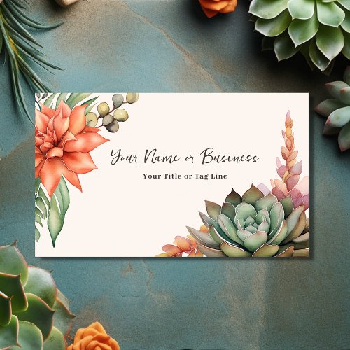 Watercolor Succulents Southwest Desert Business Card