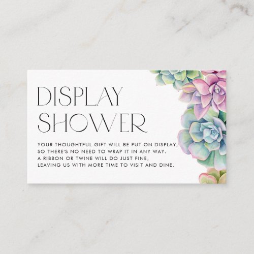 Watercolor Succulents Summer Display Shower Enclosure Card