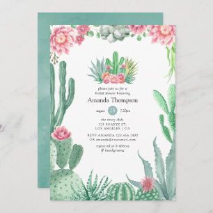 Watercolor Succulents Wedding Bridal Shower Invitation