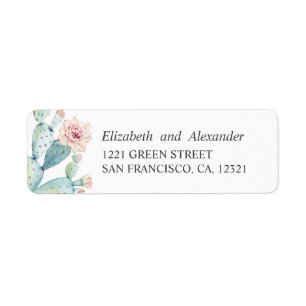 Watercolor succulents wedding. Cactus address Label