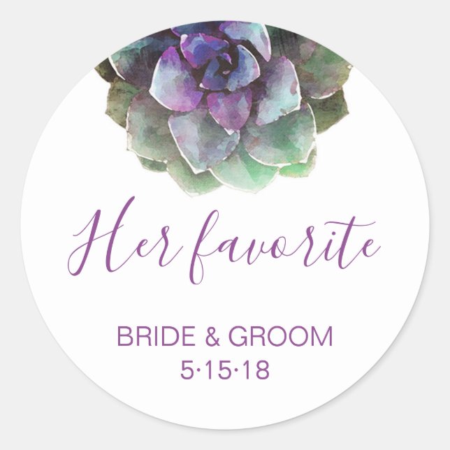 Watercolor Succulents | Wedding Favor Label (Front)