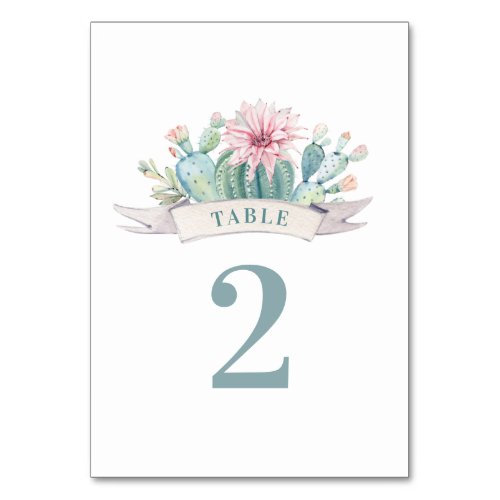 Watercolor succulents wedding Floral cactus Table Number