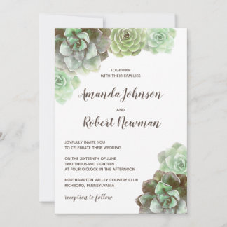 Watercolor Succulents | Wedding Invitation