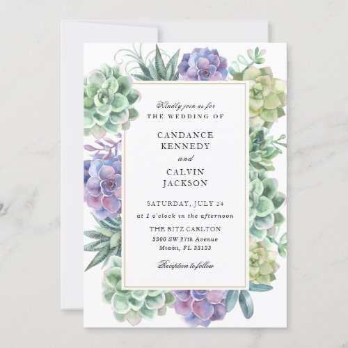 Watercolor Succulents Wedding Invitation