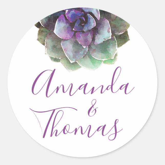 Watercolor Succulents | Wedding Label | Seal (Front)