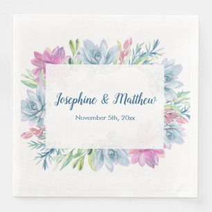 Watercolor Succulents Wedding Napkins