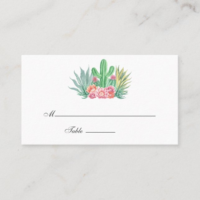 Watercolor Succulents Wedding Place Card (Front)