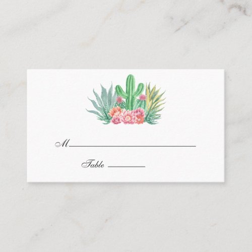Watercolor Succulents Wedding Place Card
