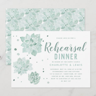 Watercolor Succulents Wedding Rehearsal Dinner Invitation