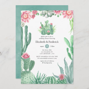 Watercolor Succulents Wedding Shower Invitation