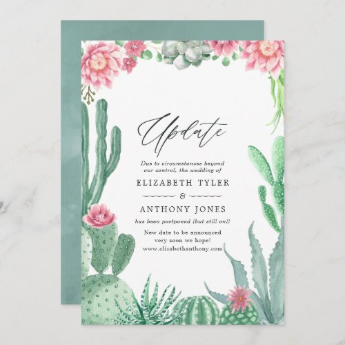 Watercolor Succulents Wedding Update Invitation
