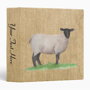 Watercolor Suffolk Sheep Binder