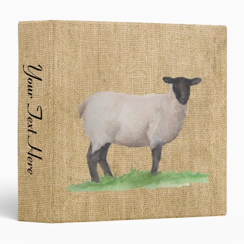 Watercolor Suffolk Sheep Binder