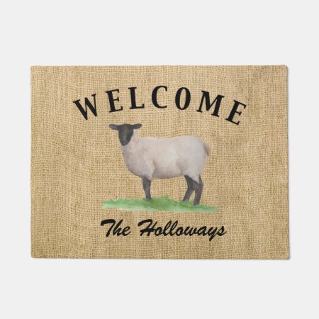 Watercolor Suffolk Sheep Doormat