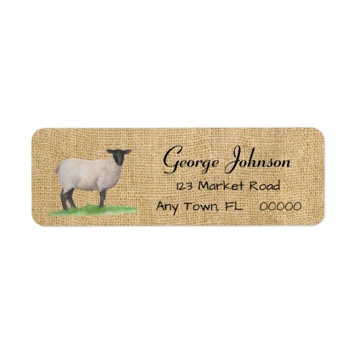 Watercolor Suffolk Sheep Label
