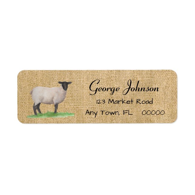 Watercolor Suffolk Sheep Label (Front)