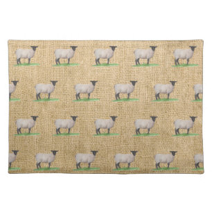Watercolor Suffolk Sheep Placemat
