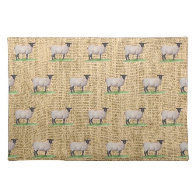 Watercolor Suffolk Sheep Placemat (Front)
