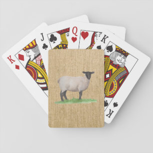 Watercolor Suffolk Sheep Playing Cards
