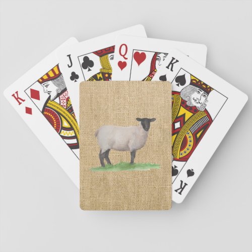 Watercolor Suffolk Sheep Poker Cards